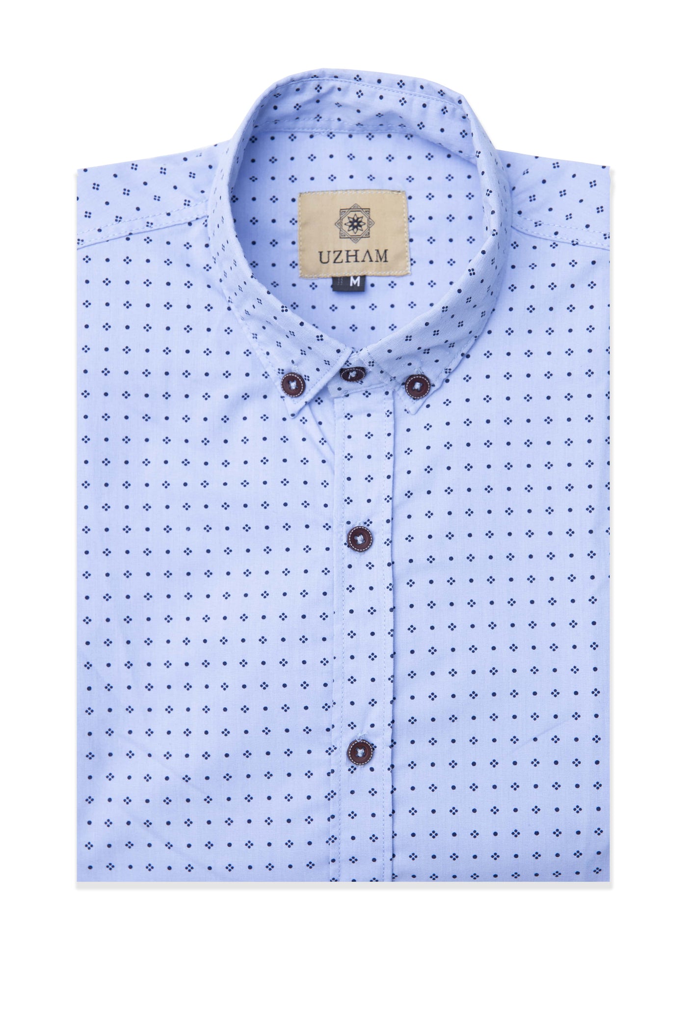 Sky Blue Geometric Dot Printed Casual Shirt