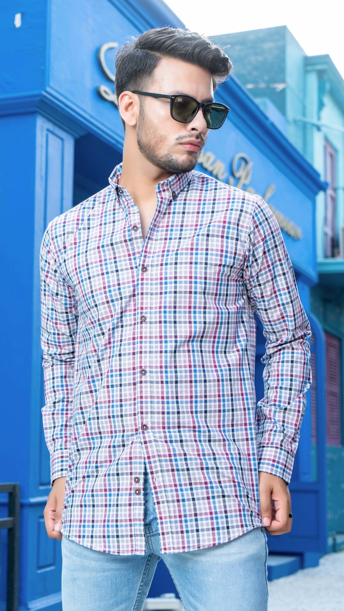 Red & Blue Gingham Casual Shirt
