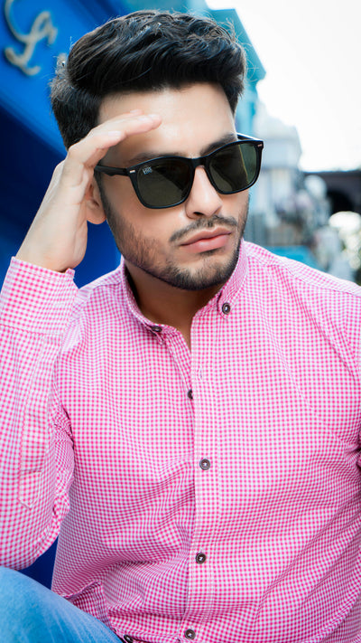 Pink Gingham Casual Shirt